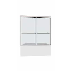 60 in. W x 58 in. H Double Sliding Tub Door in Chrome with Clear Tempered Glass