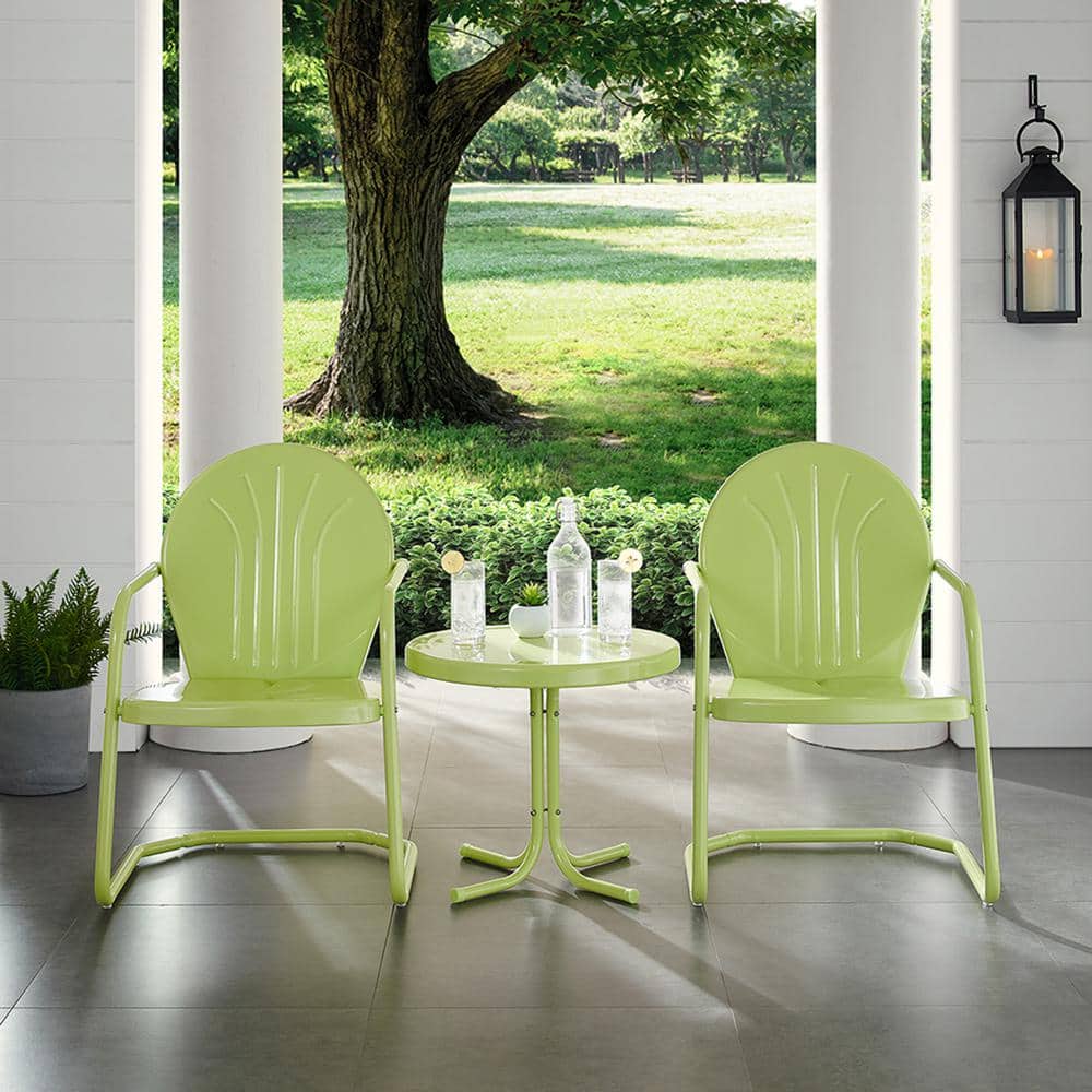 Key Lime Powder-Coated Metal 3-Piece Outdoor Conversation Set