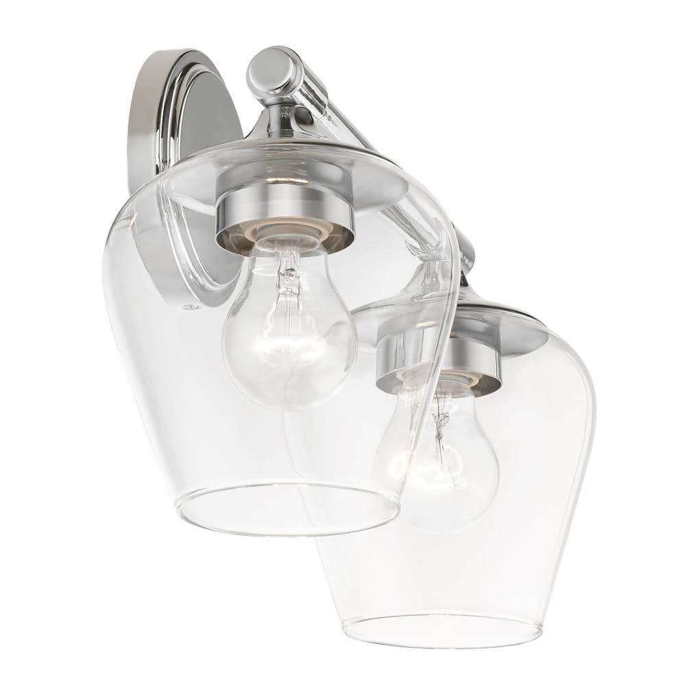 Willow Polished Chrome 2-Light Vanity Sconce with Clear Glass