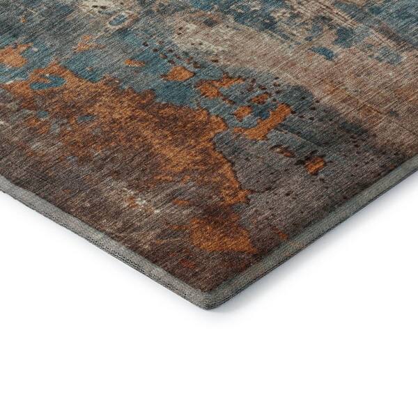 Mayfield Premium Machine Washable Abstract AMF1870 Teal 2 ft. 3 in. x 7 ft. 6 in. Runner Rug