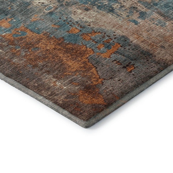 Mayfield Premium Machine Washable Abstract AMF1870 Teal 8 ft. x 10 ft. Area Rug