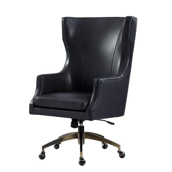 Fabio 25.5 in. W Genuine Leather Tilting Executive Chairs in Navy