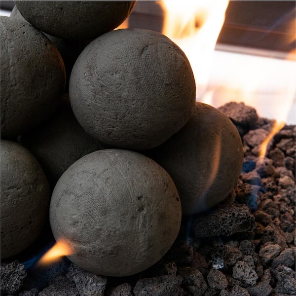 5 in. Set of 8 Ceramic Fire Balls in Midnight Black 01-0583 - The