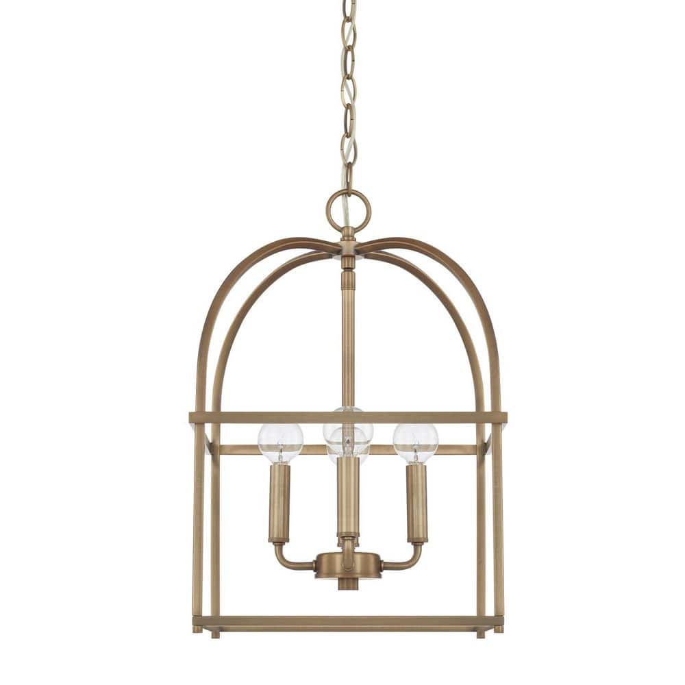 Aubrey 60-Watts 4-Light Aged Brass Lantern Foyer Pendant Light, No Bulbs Included price history on PriceWatchPro