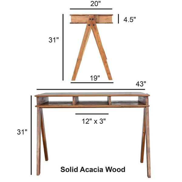 vidaXL Writing Desk 45.3x19.7x29.9 Solid Wood Acacia