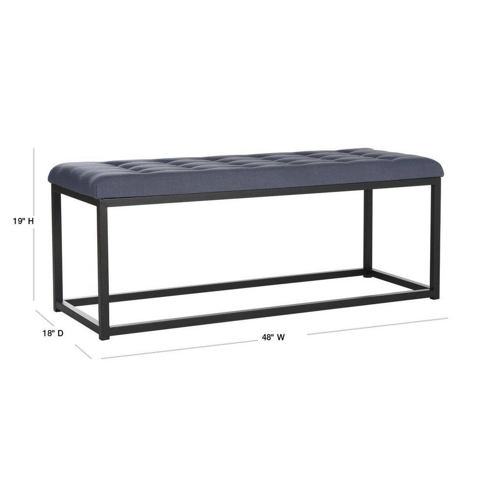 Navy and Black 48" Transitional Tufted Bench