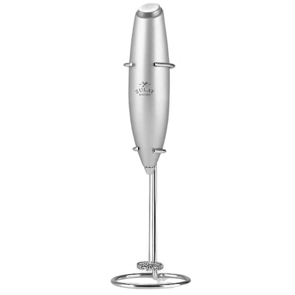Zulay Kitchen Powerful Milk Frother Handheld Foam Maker for Lattes Silver ZMLKFRTHR2BMBL