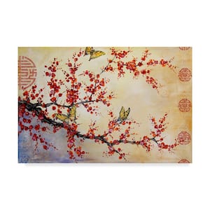 Butterfly Blossoms Asian by Jean Plout Floater Frame Animal Wall Art 22 in. x 32 in.