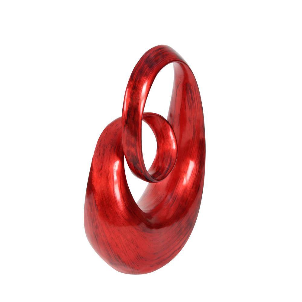 Red Polystone Abstract Swirl Decorative Sculpture