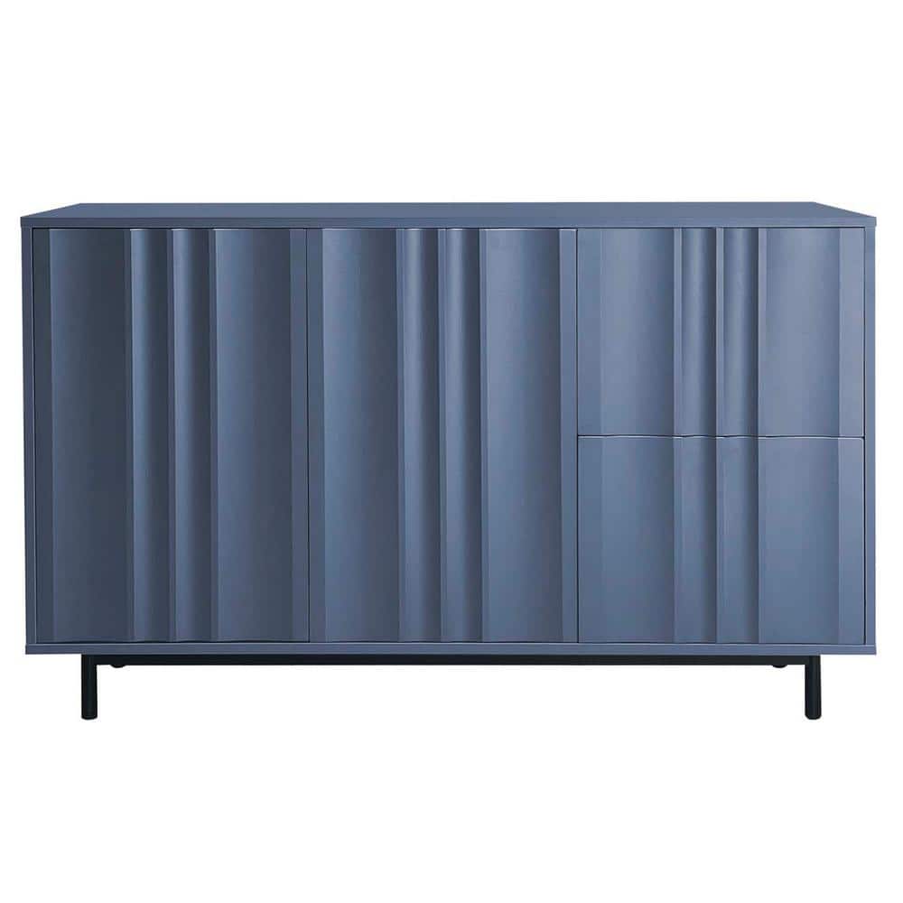 47.2 in. W x 15.7 in. D x 29.5 in. H Navy Blue Linen Cabinet with 2-Doors a