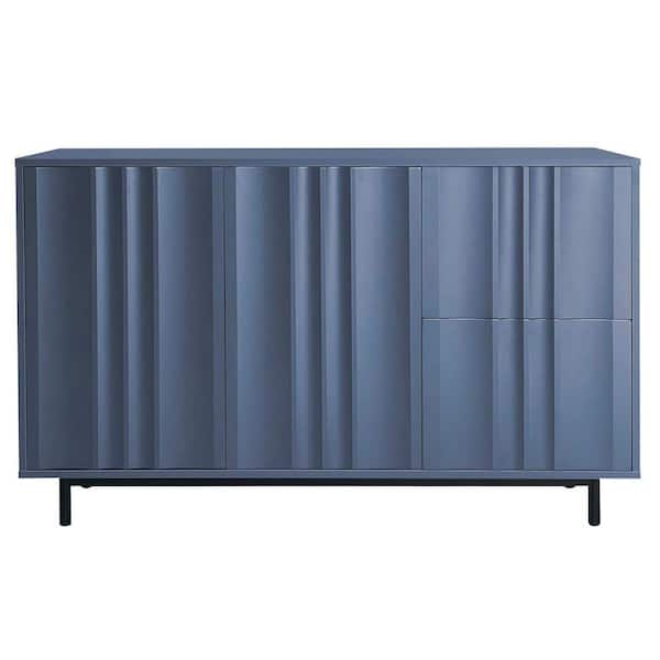 Unbranded 47.2 in. W x 15.7 in. D x 29.5 in. H Navy Blue Linen Cabinet with 2-Doors and 2-Drawers for Bathroom