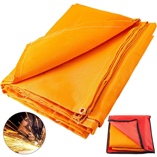 VEVOR Welding Blanket 6 ft. x 10 ft. Portable Fire Retardant Blanket Fiberglass with Carry Bag, Orange