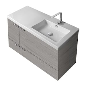 New Space 39 in. W x 17.7 in. D x 23.8 in. H Bathroom Vanity in Grey Walnut with Ceramic Vanity Top and Basin in White