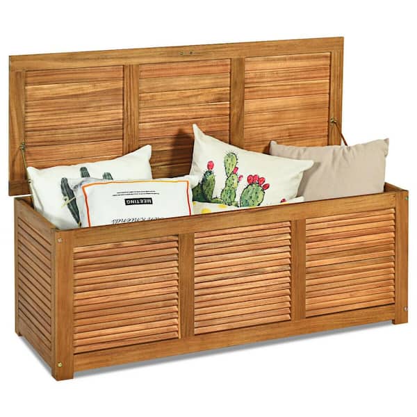 47 Gal. Acacia Wood Storage Bench Natural Deck Box