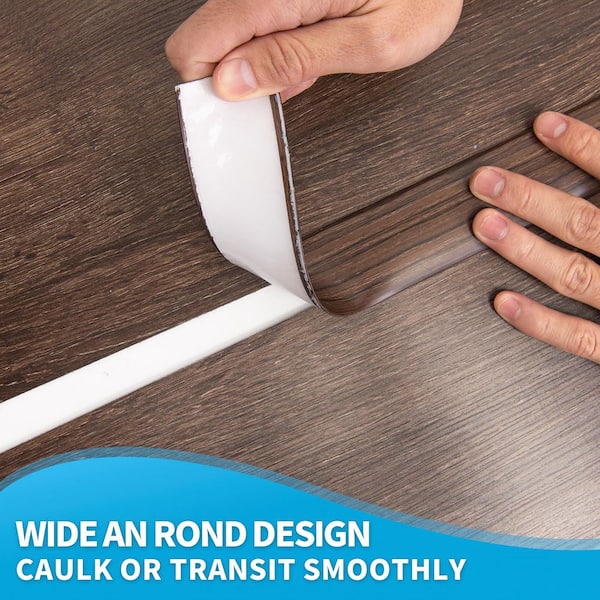 1.57 in. x 120 in. Waterproof Flexible Self-Adhesive Vinyl Transition Strip for Joining Floor Gaps, Floor Tiles, Brown