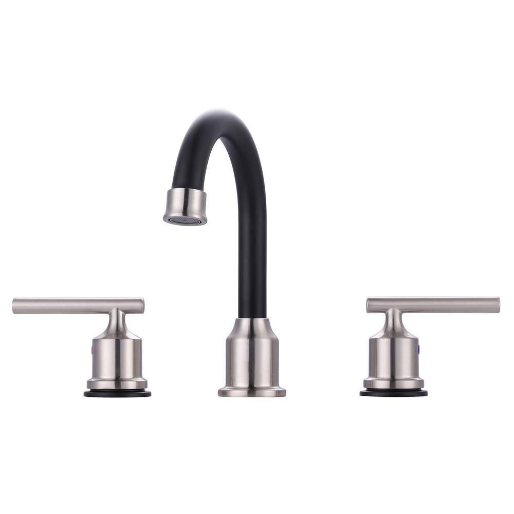 8 in. Widespread Double Handles Bathroom Faucet in Brushed Nickel and Black price history on PriceWatchPro