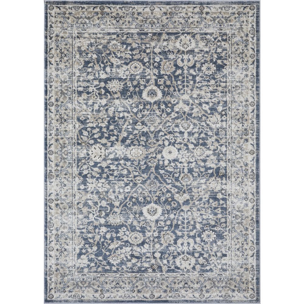 Elysian Blue 9' x 12' Rectangular Easy-Care Synthetic Area Rug