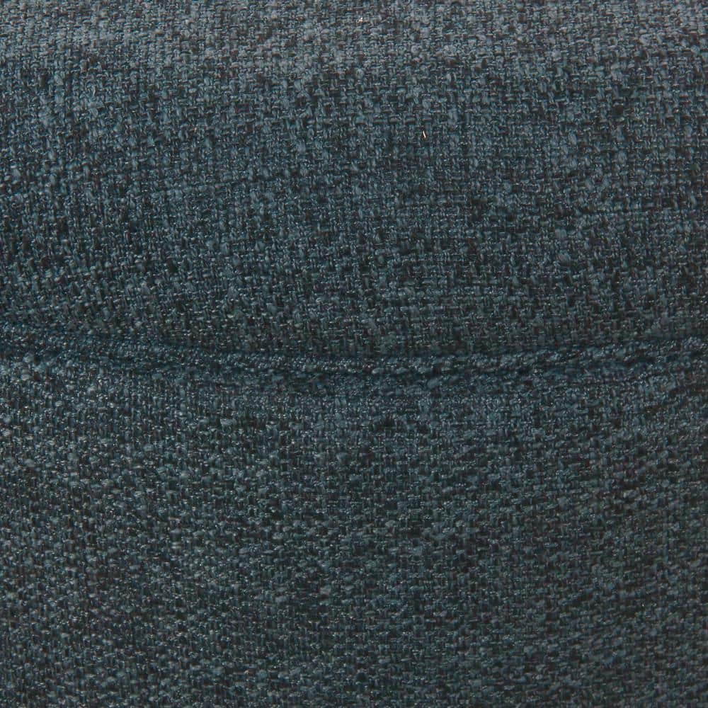 Modern Textured Navy Woven Fabric Large Round Storage Ottoman