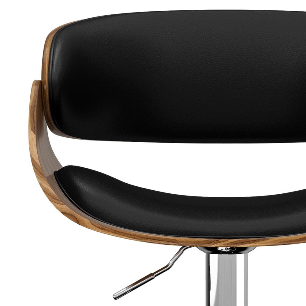Amery Adjustable Swivel Black Wood and Metal Bar Stool