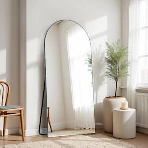 31 in. W x 71 in. H Wood Frame Arched Floor Mirror, Bedroom Living Room Wall Mirror in Black