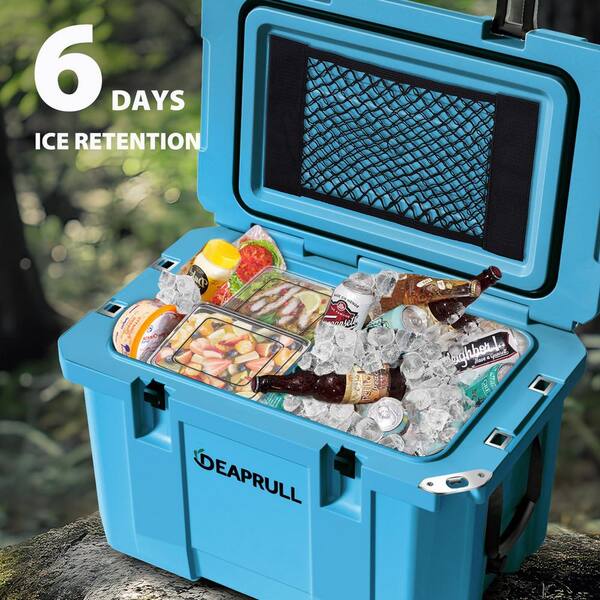 Denjol Light Blue 60 qt. Portable Chest Cooler with Cup Holders