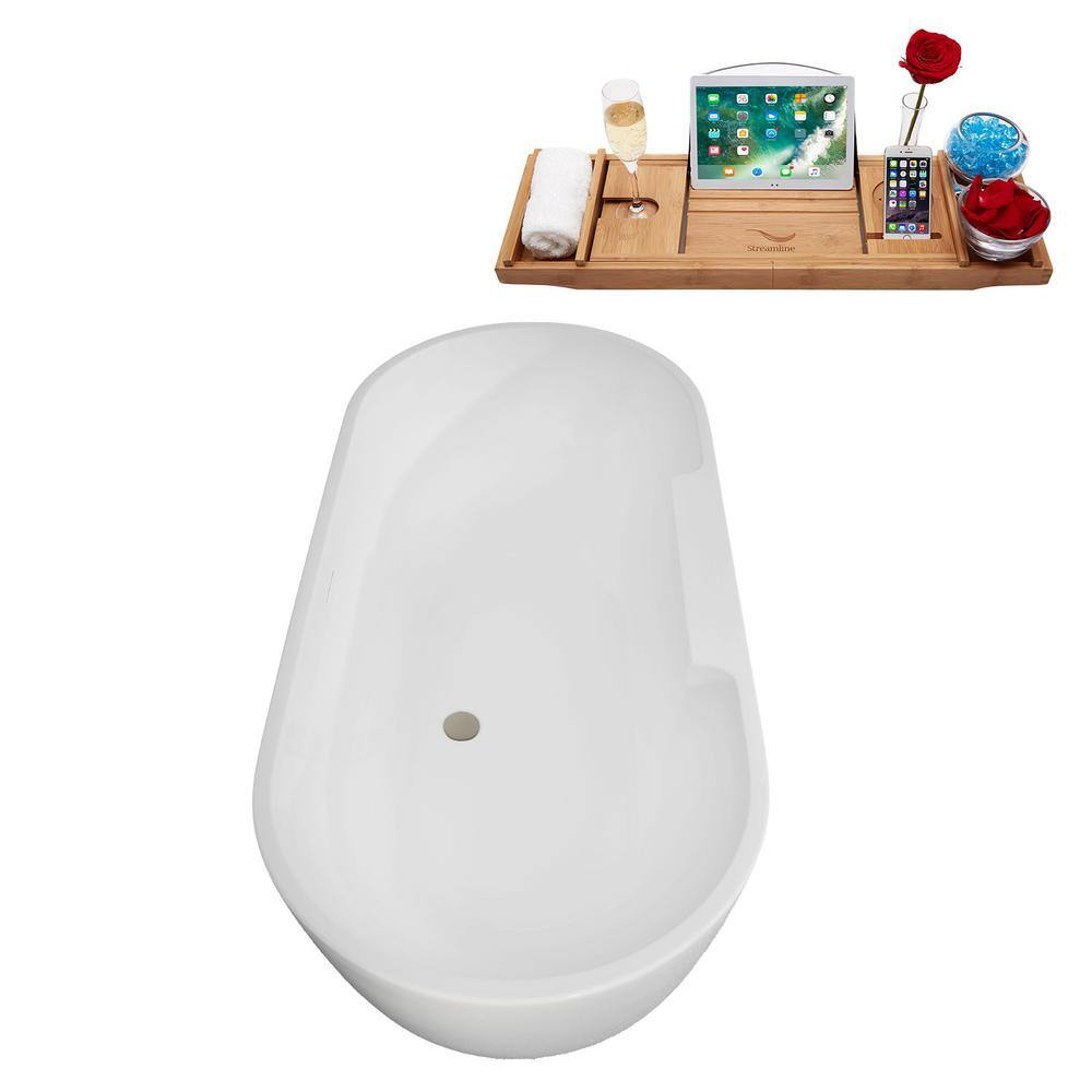 63" White Acrylic Freestanding Double Slipper Soaking Tub