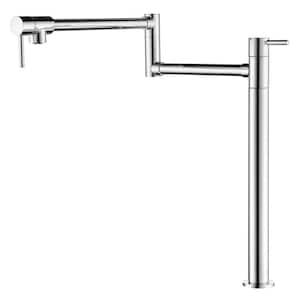 Deck Mounted Pot Filler with Lever Handle Brass Commercial Swing Arm Folding Kitchen Sink Faucet in Polished Chrome