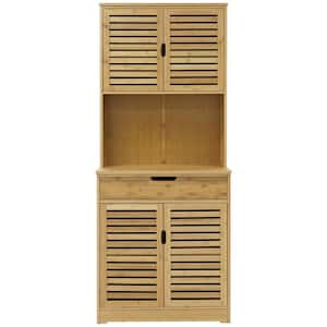 Natural Bamboo Wood Color Kitchen-Pantry Cabinet Storage Hutch with Large Storage Space