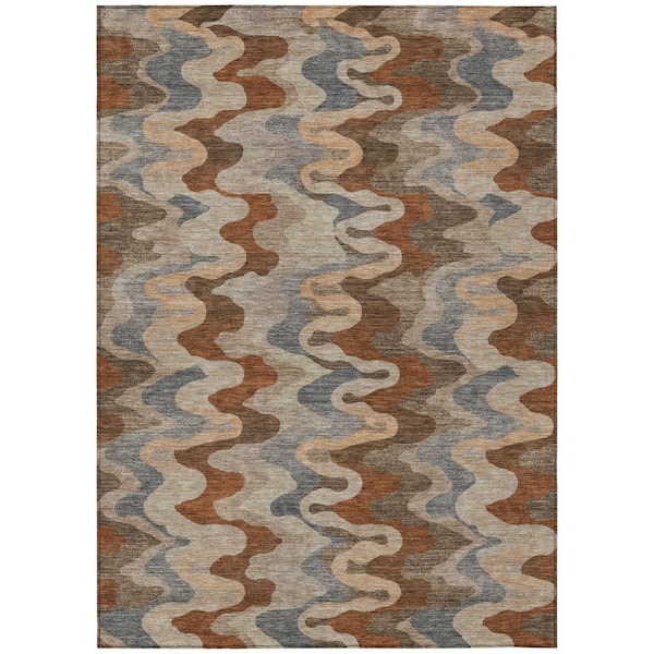 Chantille Machine Washable Indoor/Outdoor Abstract ACN2481 Brown 5 ft. x 7 ft. 6 in. Area Rug