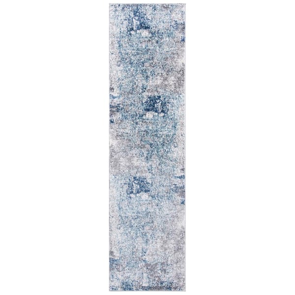 SAFAVIEH Aston Light Blue/Gray 2 ft. x 7 ft. Distressed Abstract Runner Rug