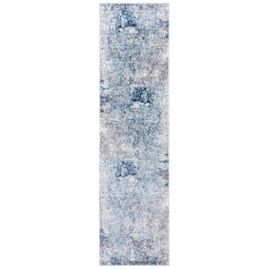 Aston Light Blue/Gray 2 ft. x 9 ft. Distressed Abstract Runner Rug