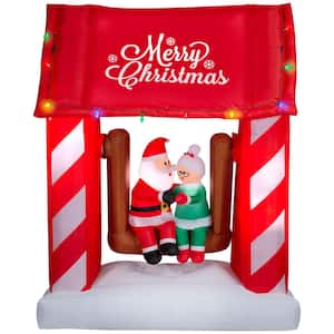 7 ft. Tall x 5.6 ft. Wide Christmas Inflatable Animated Airblown-Mr. and Mrs. Claus Porch Swing Scene