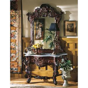 Hapsburg 54 in. Brown Standard Specialty Top Marble Console Table with Mirror