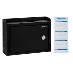Medium Size Black Steel Multi-Purpose Suggestion Drop Box Mailbox with Suggestion Cards