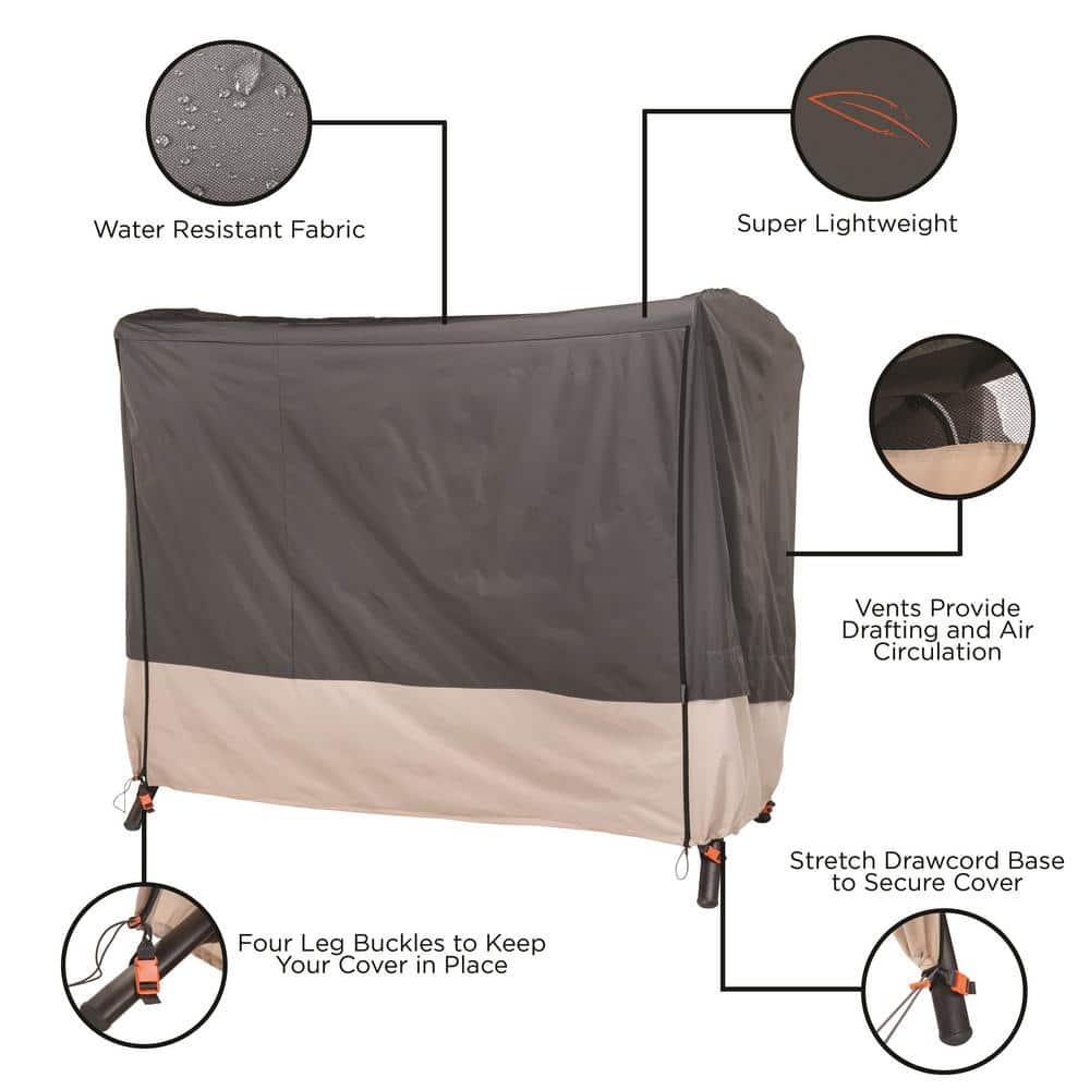 Gray Two-Tone Weather-Resistant Patio Swing Cover, 81"L x 52"W x 70"H