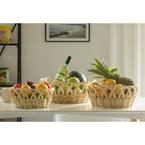 Decorative Willow Round Fruit Bowl Bread Basket Serving Tray, Set of 3