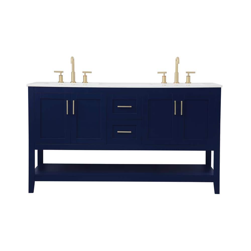 Simply Living 60 in. W x 22 in. D x 34 in. H Bath Vanity in Blue with Calac