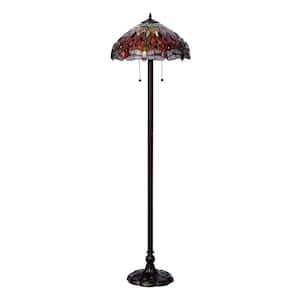 Dragonfly 58 in. Antique Bronze Floor Lamp with Pull Chain