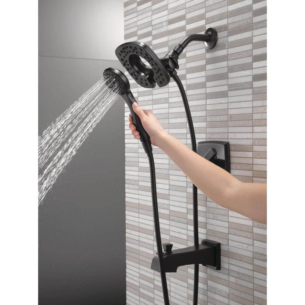 Matte Black Stainless Steel Dual-Function Tub and Shower Faucet Set