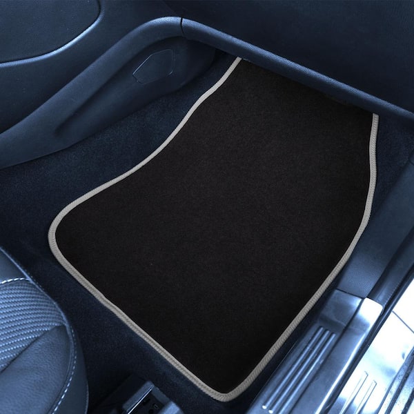 FH Group Gray Color-Trimmed Liners Non-Slip Car Floor Mats with Rubber Heel Pad - Full Set