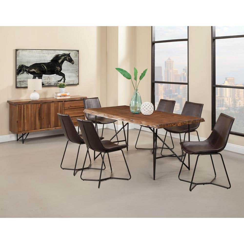 High Parsons 19.5'' Faux Leather Side Chair in Brown