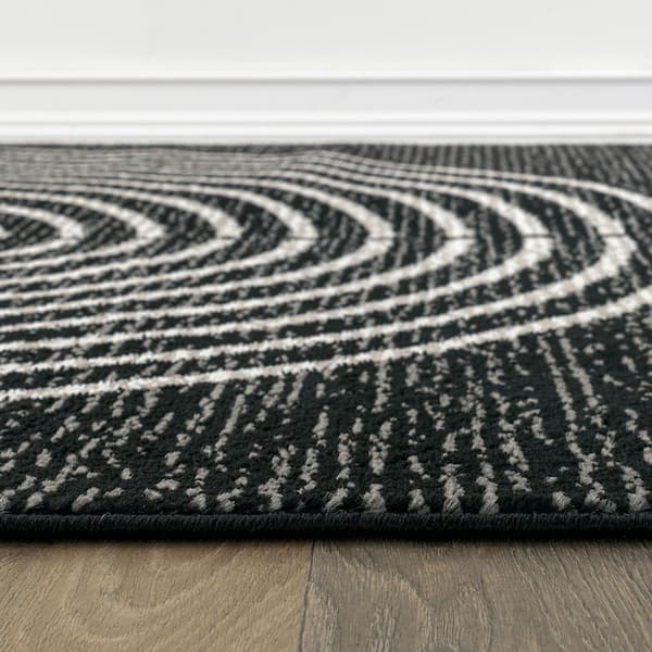 Contemporary Arch Design Area Rug Black 4 ft. x 6 ft. Area Rug