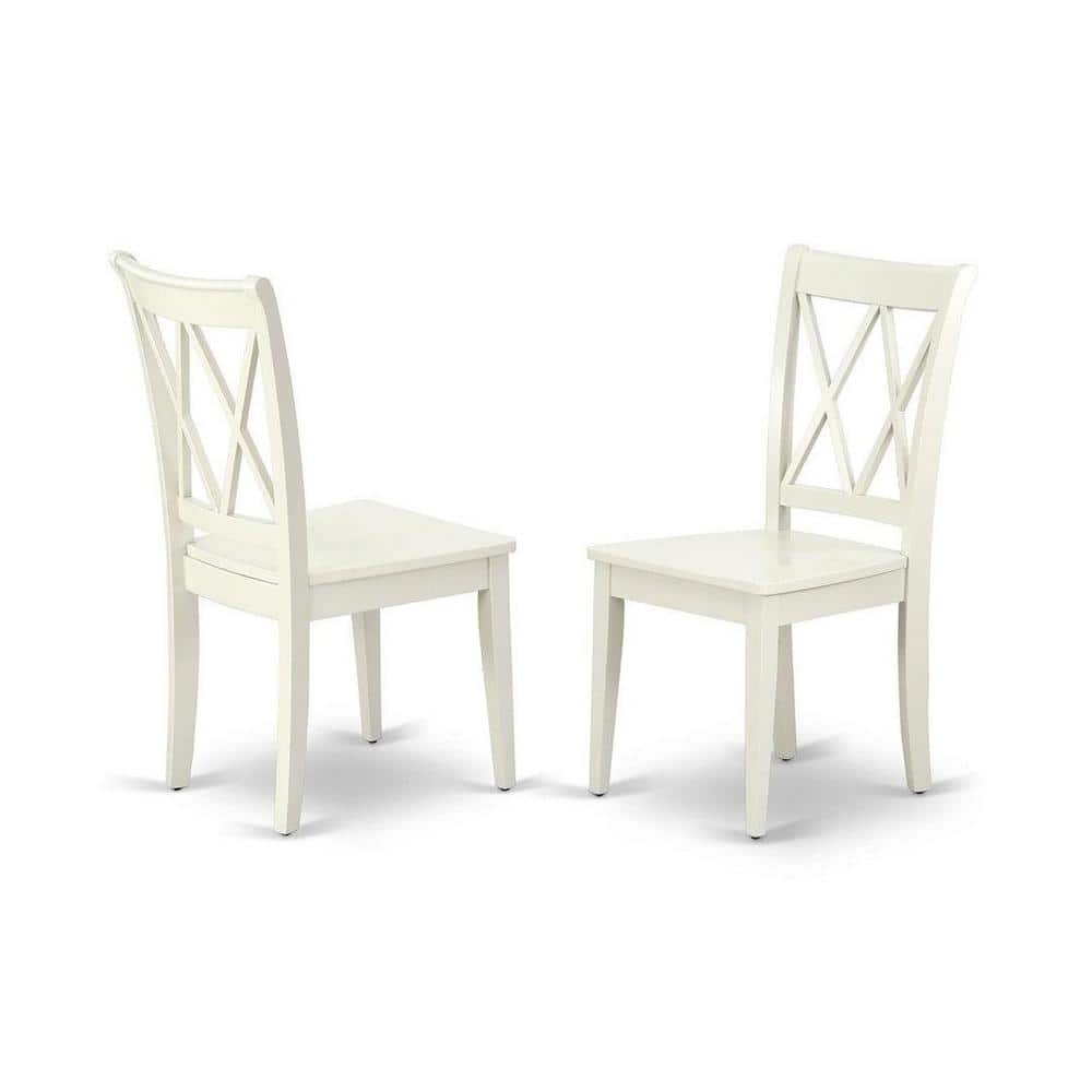 Linen White Rubber Wood 3-Piece Dining Set with Double X Back Chairs
