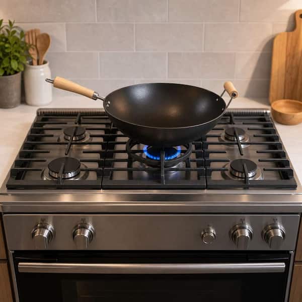 Cast Iron Wok Ring Support for Gas Stove, Replacement Grate for Round Bottom Wok