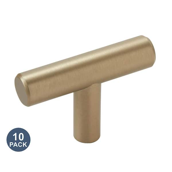 Bar Pulls 1-15/16 in. (49mm) Modern Golden Champagne Bar Cabinet Knob (10-Pack)