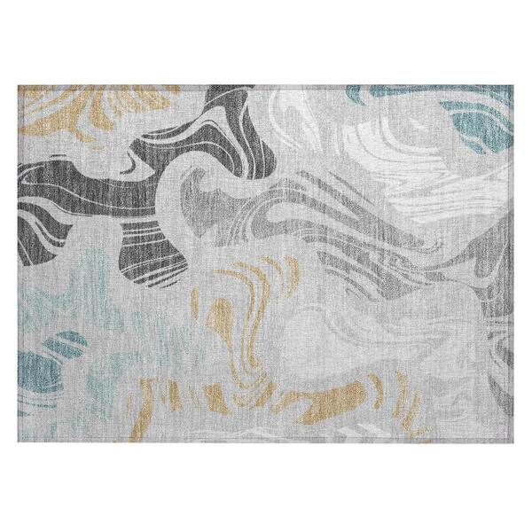 Chantille Machine Washable Indoor/Outdoor Abstract ACN2852 Silver 2 ft. x 3 ft. Accent Rug