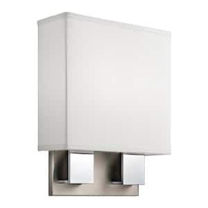 Santiago 16-Watt Brushed Nickel and Chrome Integrated LED Hallway Indoor Wall Sconce Light