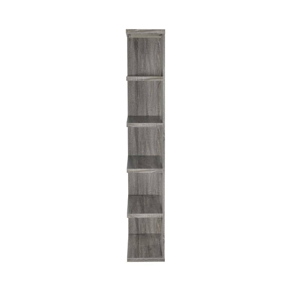 Modern Sleek Gray Wooden Corner Bookcase