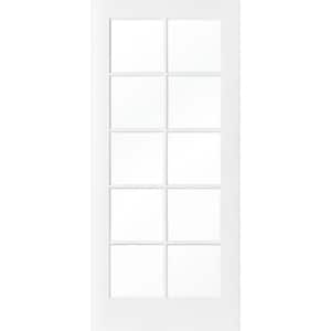 36 in. x 80 in. 10-Lite Solid Core MDF Primed Interior Door Slab