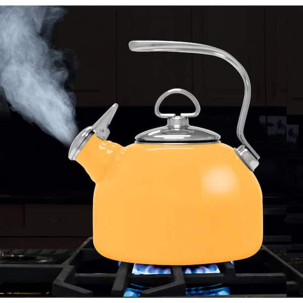  Chantal 40th Anniversary 2-Quart Enamel on Steel Teakettle,  Canary Yellow: Yellow Teapot: Home & Kitchen